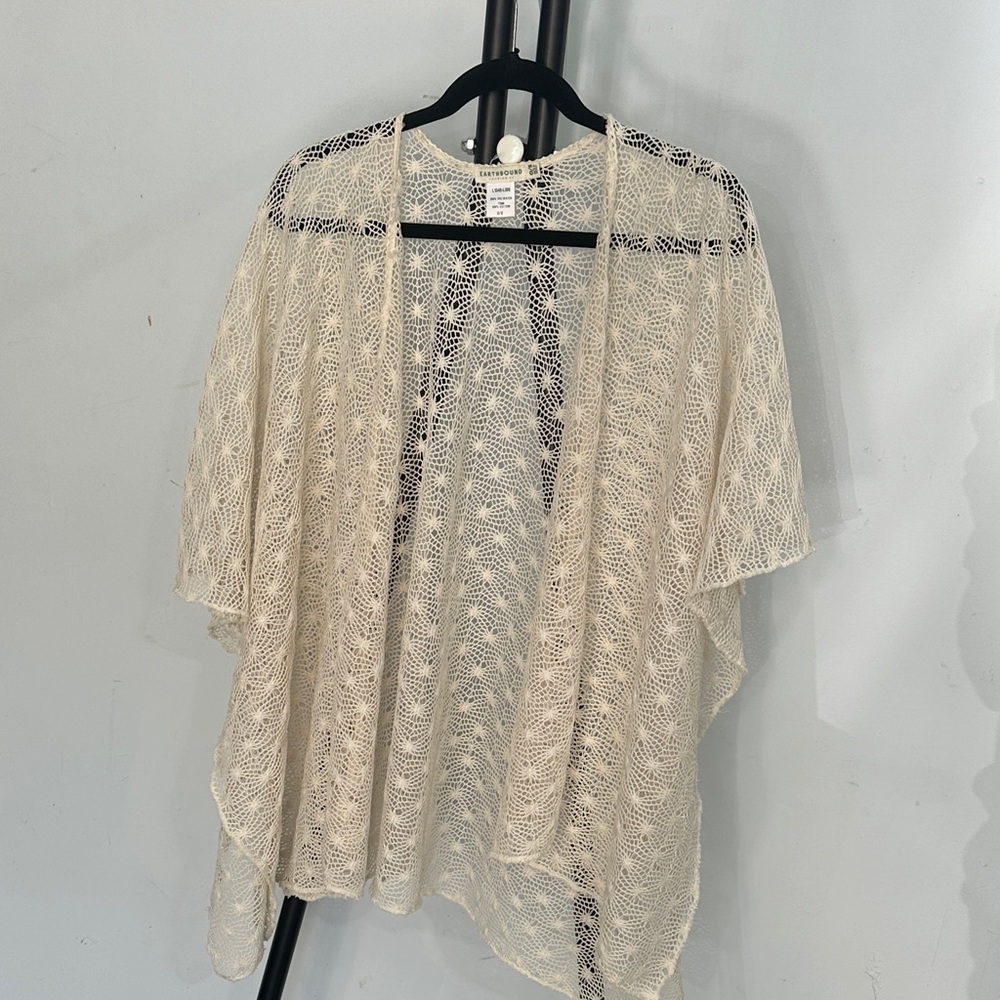 Earthbound Cream Lace Open-Front Cardigan